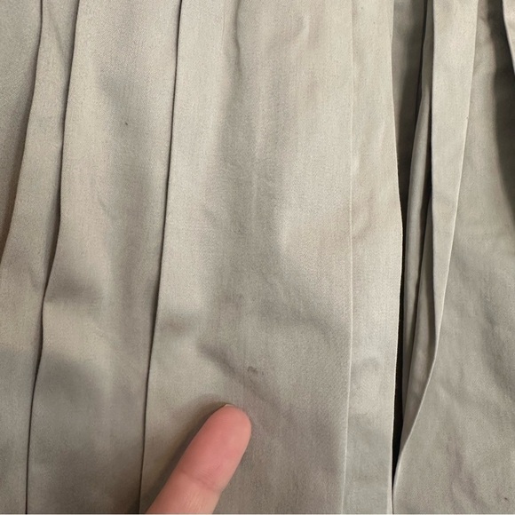 Burberry London Knee Length Pleated Skirt Tan Khaki Button Up Size 6 Small - Picture 6 of 13